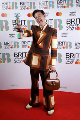 Harry Styles with a Gucci Bamboo at the Brit Awards in 2021