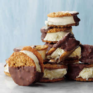 You'll discover why these ice cream sandwiches are so popular in San Francisco. It's snack heaven—ice cream, delicious oatmeal cookies and a touch of chocolate. Swap the vanilla ice cream for your favorite flavor, such as chocolate, caramel or cherry. —Jacyn Siebert, San Francisco, California Go to Recipe