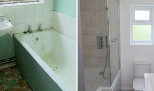 The bathroom before and after