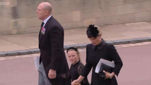 Mike and Zara Tindall with daughter Mia after Queen's funeral