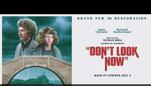Donald Sutherland and Julie Christie star in Nicolas Roeg’s brilliantly atmospheric adaptation of the short story by Daphne du Maurier. Following the death of their daughter, John and Laura Baxter travel to Venice where he is to oversee the restoration of an old church. Here they encounter a pair of elderly sisters: one of them a blind psychic who claims to have been in communication with the couple’s dead child. Whilst Laura is intrigued John resists the idea, despite the possibility that he is having his own visions that threaten to put his life in danger. Genuinely unsettling, DON’T LOOK NOW is widely acknowledged as perhaps Roeg’s finest film and one of the best British films ever made.