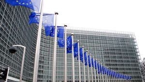 Bandeiras da União Europeia em Bruxelas.
