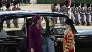 Prince William and Kate greeted by Camilla for state visit