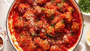Italian Meatballs made with fresh breadcrumbs makes the perfect, light and airy meatball.