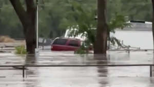 Car Rushed Away In Western Nebraska Flooding