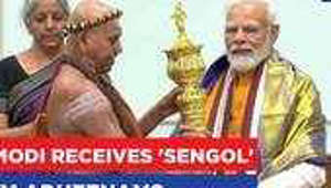 PM Modi Receives 'Sengol' From Adheenam Seers Day Before Inaugurating New Parliament Building