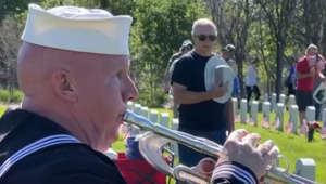 Retired sailor honors lost servicemen and women by playing his trumpet