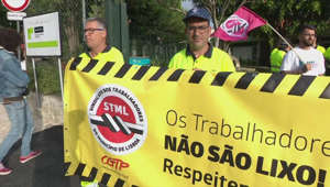 Trabalhadores da higiene urbana de Lisboa em greve e protesto