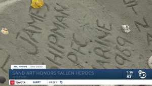 Pacific Beach artist crafts Memorial Day tribute to the fallen in the sand