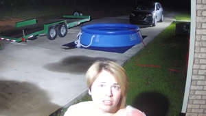 This person checked their security camera's live feed and found their wife was setting up a new pool back home. They then got into a hilarious conversation about it that went on for minutes in the middle of the night. Eventually, they kissed each other goodbye, and she went back inside.