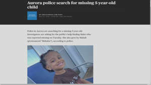 Aurora police search for missing 5-year-old child