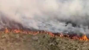 Aerial footage shows Highlands wildfire