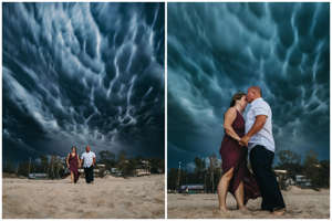 Jack and Amy celebrating their 25th anniversary under a dramatic sky.