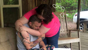 A woman brought her unsuspecting stepdad to tears by turning her birthday celebrations into a surprise for him – by asking him to adopt her after 25 years of fatherhood. Rickie Cotney, 47, could not hold back his tears when Lea Atchinson, 30, made the gesture at his Lineville, Alabama, home on April 22. According to Lea, Rickie came into her life when she was just four years old, fast becoming a father figure to her before Rickie married Lea's mom in 1998. Over the years that followed, Rickie introduced Lea to her love of rock 'n' roll; gave her away on her wedding day; and has become the best "Pawpaw" to her young twins, Lea said. But for years, Lea also wanted to make Rickie officially her father, and when she found out about adult adoptions she began the process. Then, two days before Lea's 30th birthday, the family gathered at Lea's parents' home, where they enjoyed a dinner. When the family then moved outside, Rickie was asked to sit down because Lea had a video she wanted to show him. Lea – who said she was nervous but knew her stepdad would say yes – then showed Rickie the video of photos, which ended with a message: "I thought it was time I gave YOU a present for MY birthday since I used to give myself presents for yours!" Rickie then opened up a hand-written note for his stepdaughter, before the pair pulled out a banner that side, "Will you adopt me?", and another that said, "Yes."