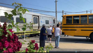 MTA: No injuries after school bus with kids on board was hit by LIRR train in Hewlett