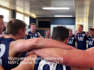 Wynyard players sing the song following victory against Circular Head in Zane Murphy's 250th match.