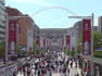 Fans arrive at Wembley Stadium ahead of the FA Cup final