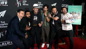 Cast of Freevee's "Primo" pose together at LALIFF 2023 with Edward James Olmos in Los Angeles