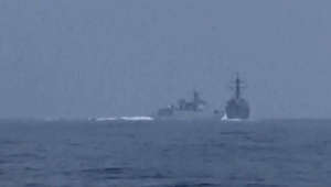 Video shows near collision between warships in Taiwan Strait