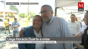Horacio Duarte, coordinador de campaña de Delfina Gómez, vota en Texcoco