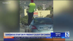 Camera captures dangerous stunt on 91 Freeway
