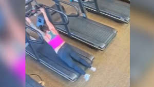 Woman's leggings pulled off by treadmill