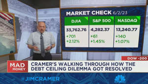 The debt ceiling deal spurred Friday's rally not the jobs report, says Jim Cramer