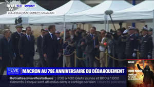Emmanuel Macron poursuit sa tournée normande. Après avoir célébré le millénaire de l'abbaye du Mont-Saint-Michel lundi, le président de la République se rend ce mardi dans le Calvados, à Colleville-Montgomery, à l'occasion des commémorations du 79e anniversaire du débarquement.