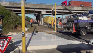 Truck crash spills glue on New Zealand road