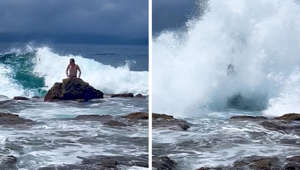 Wave wipeout: Little Mermaid impersonation turns into epic splashdown