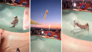 Epic trick: Skateboarder sends board flying, catches mid-air with feet