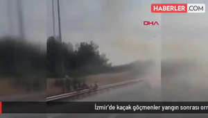 Yer: İzmir! Yangın çıkan minibüsten atlayan onlarca göçmen ormana kaçtı