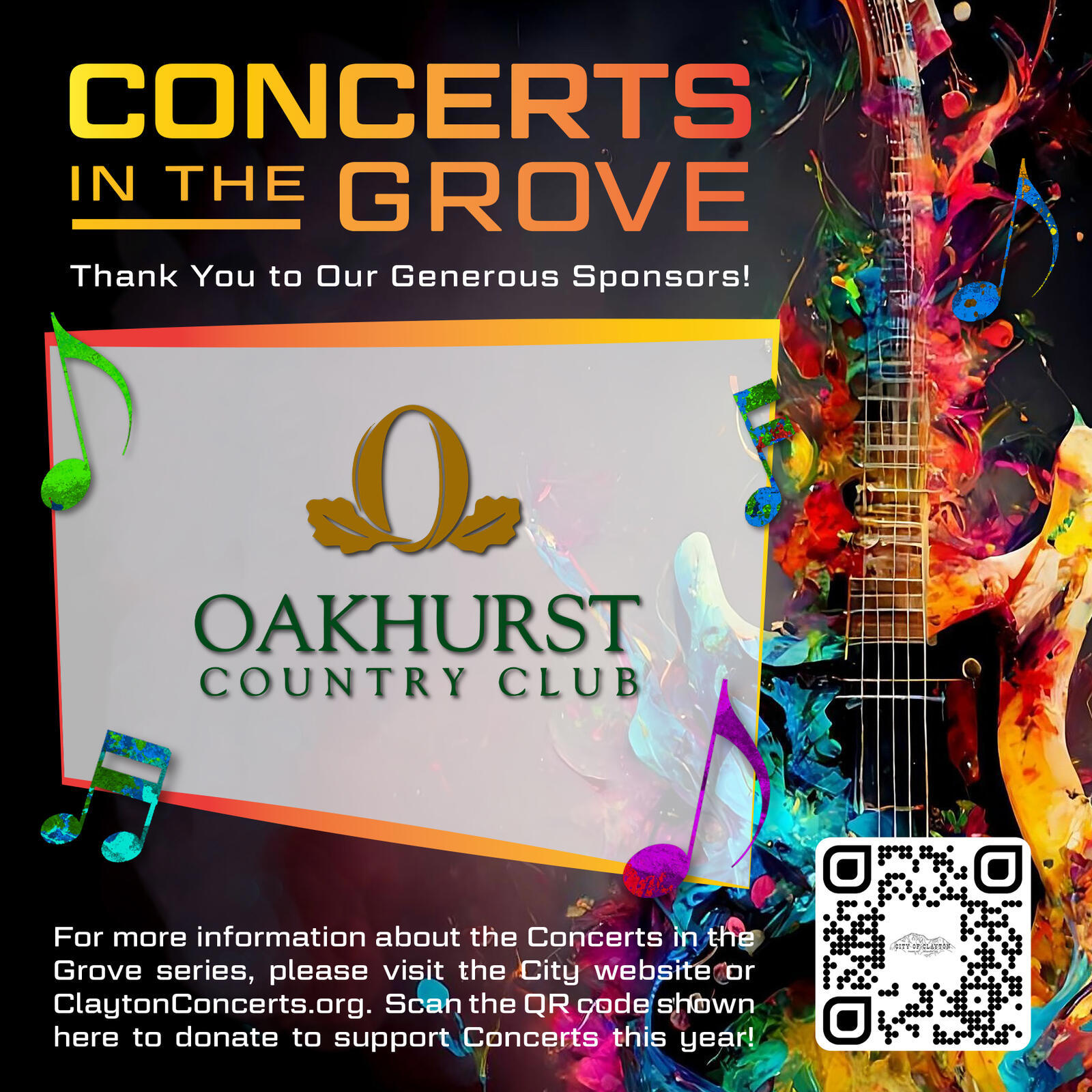 Thank you to Major Sponsor Oakhurst Country Club for supporting