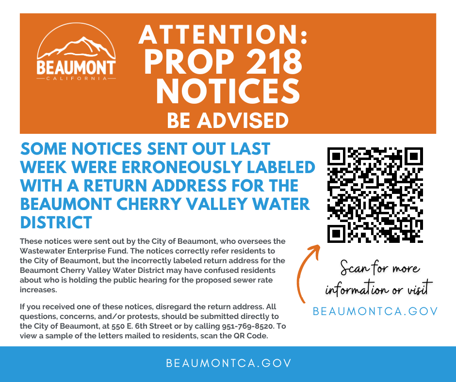 ATTENTION BEAUMONT CITIZENS: The City of Beaumont mailed notices to
