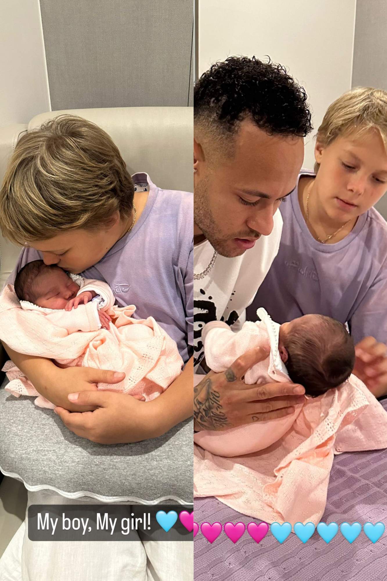 Neymar encanta a web ao posar cochilando ao lado dos dois filhos Paizão