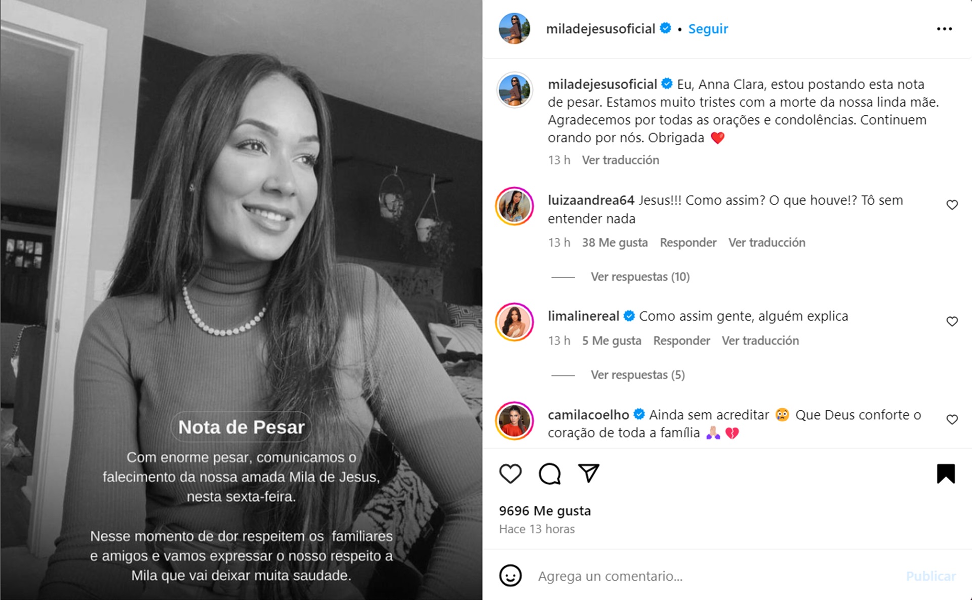 Muere la influencer brasileña Mila de Jesús viral por su pérdida de