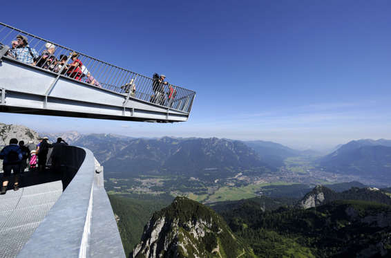 AlpspiX, viewing platform at the Alpspitze railway, hill station, Mt Alpspitze, Wetterstein range, Garmisch-Partenkirchen, Upper Bavaria, Bavaria, Germany