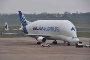 A Beluga Airbus after it was forced to make an emergency landing at Birmingham International Airport