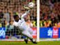 Brice Samba makes one of his three save during Nottingham Forest's shootout win over Sheffield United
