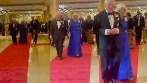 Charles and Camilla arrive for dinner with Commonwealth leaders