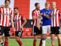 Everton's Jarrad Branthwaite in the thick of the action during the Premier League match at Bramall Lane against Sheffield United in July 2020.