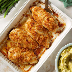 The secret to this French onion chicken is the yummy, crunchy coating that keeps the meat juicy and tender. Round out your meal with green beans and buttermilk biscuits. —Jennifer Hoeft, Thorndale, Texas Go to Recipe