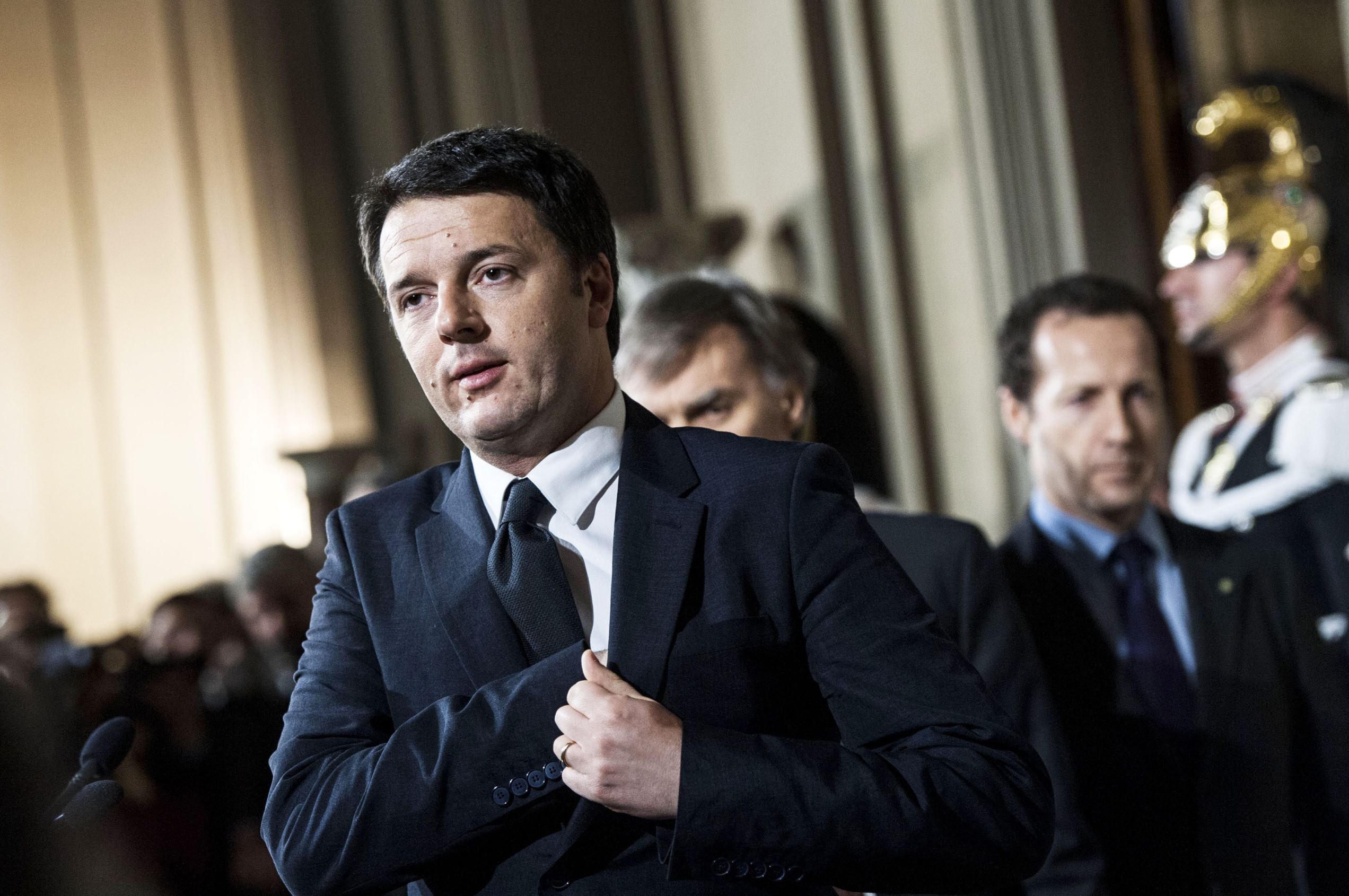 Slide 4 of 12: Prime Minister Matteo Renzi press conference to present a list of Ministers, Rome, Italy - 21 Feb 2014