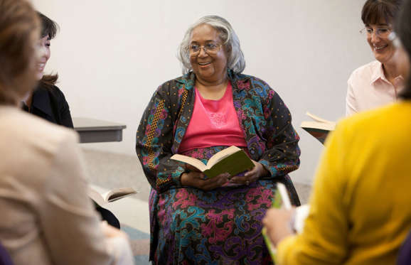 Friends enjoying book club.