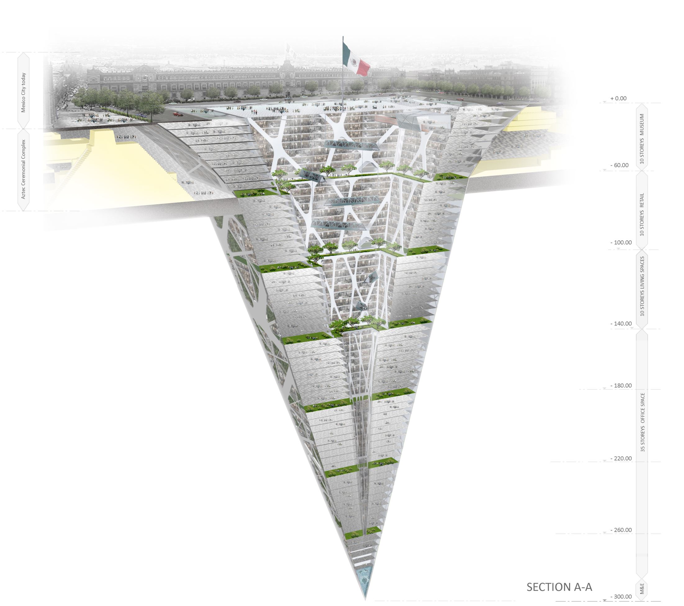 Architects design 65-storey upside down 'earth scraper' pyramid, Mexico - 12 Oct 2011