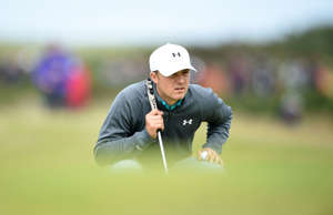 Jordan Spieth lines up a putt on the 11th green during the third round of the 144th Open Championship at The Old Course on July 19, 2015 in St Andrews, Scotland.
