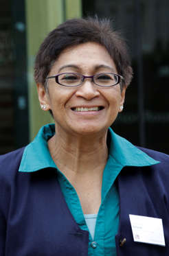 Mazlan Othman, head of the UN's Office for Outer Space Affairs, poses for the Associated Press, outside a Royal Society conference she was attending in Chicheley, England, Tuesday Oct. 5, 2010. Othman, a Malaysian astrophysicist, said it would make sense for the United Nations and its member states to be studying the important question of who should represent humanity if aliens do come to this planet. (AP Photo/Lefteris Pitarakis)