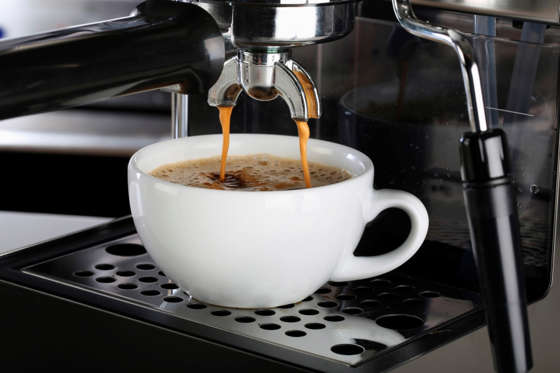 Making Fresh Espresso Coffee From Machine