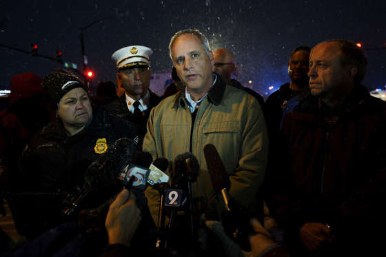 Colorado Springs police chief Pete Carey tells reporters that the shooting suspect at the Planned Parenthood center is in custody in Colorado Springs, Colorado November 27, 2015. Police arrested the gunman who stormed the Planned Parenthood abortion clinic in Colorado Springs on Friday and opened fire with a rifle in a burst of violence that left at least 11 people injured, including five officers, authorities said.   REUTERS/Rick Wilking