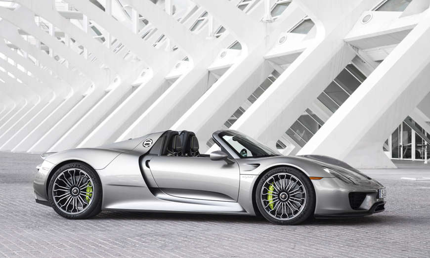 MSRP: $845,000<br>Horsepower: 887<br>The Porsche 918 is one of the most futuristic and fuel-efficient sports cars in America. It also happens to be one of the fastest. Power comes from a 4.6-liter V8 engine teamed with two electric motors for a total combined output of 887 horsepower put down to all four wheels. Performance stats are stunning — 60 mph comes up in just 2.5 seconds, 124 mph in 7.3 seconds and top speed is 214 mph. Even more impressive is the handling — the 918 is one of just a few production cars to complete a lap of the famed Nurburgring track in Germany in less than 7 minutes. All this and an outstanding 67 mpge (miles per gallon equivalent). The Weissach package adds another level of exclusivity and performance with reduced weight, special colors and unique magnesium wheels.